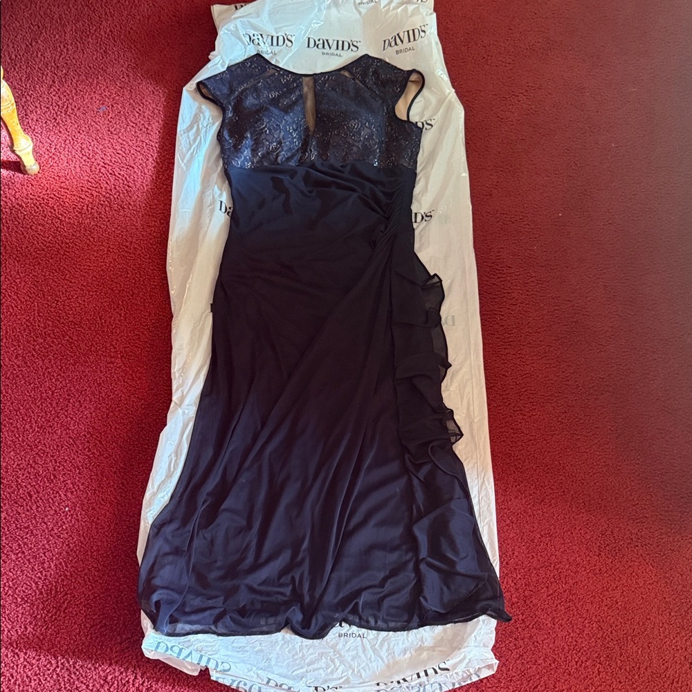 Betsy & Adam Navy Sequin Maxi Dress - Picture 2 of 11